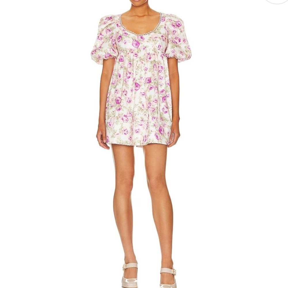 NWT, For Love & Lemons Women’s Milani Mini Floral Dress in White Multi, Size 1X - Picture 12 of 12